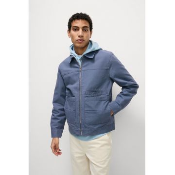Jacheta din denim cu fermoar - Albastru inchis