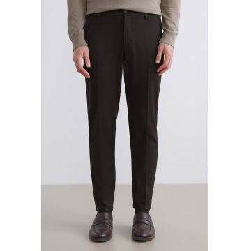 Pantaloni chino cu talie medie - Maro inchis