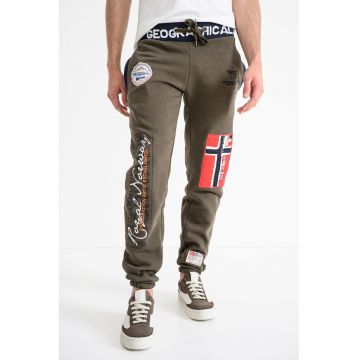 Pantaloni de trening cu aplicatii logo Myer - Kaki