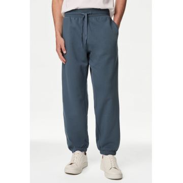 Pantaloni de trening cu croiala conica si buzunare oblice - Gri carbune