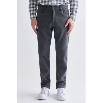 Pantaloni drepti cu model uni - Gri inchis