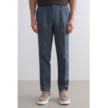 Pantaloni eleganti de in - Albastru prafuit