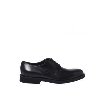 Pantofi Derby din Piele cu Aspect Texturat - Negru