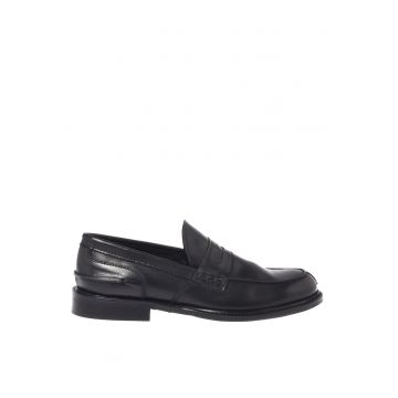 Pantofi loafer din piele cu model uni - Negru