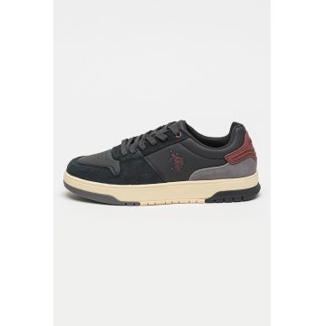 Pantofi sport cu insertii din piele intoarsa - Bleumarin