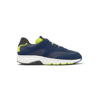 Pantofi sport cu insertii din piele nabuc Drift - Galben/Albastru