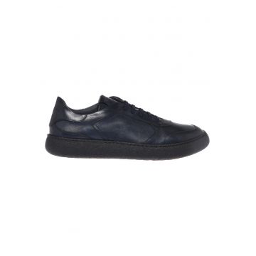 Pantofi sport low-cut din piele - Albastru