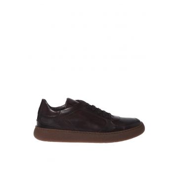 Pantofi sport low-cut din piele - Maro