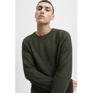 Pulover cu maneci raglan - Verde inchis