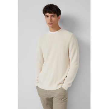 Pulover de bumbac cu decolteu la baza gatului - Bej deschis