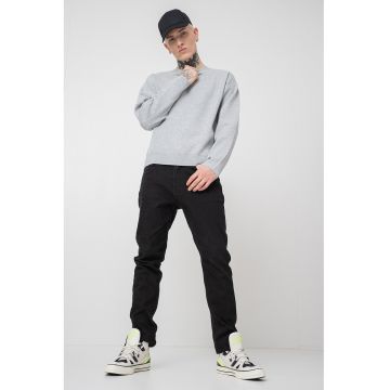 Pulover uni cu decolteu la baza gatului - Gri deschis melange