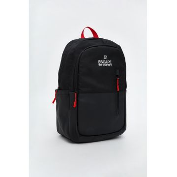 Rucsac din material textil cu buzunare cu fermoar - Negru