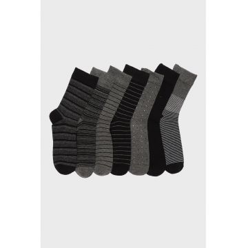 Set de sosete scurte din amestec de bumbac - 7 perechi - Negru/Gri