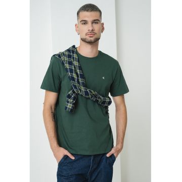 Tricou cu detaliu logo - Verde inchis