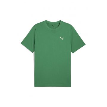 Tricou de bumbac cu decolteu la baza gatului -  Verde