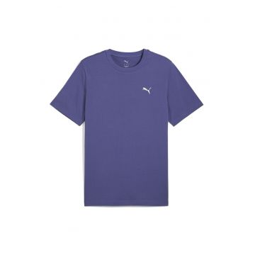Tricou de bumbac cu decolteu la baza gatului -  Violet