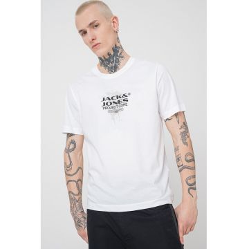 Tricou din bumbac Condor - Alb/Negru/Verde pal