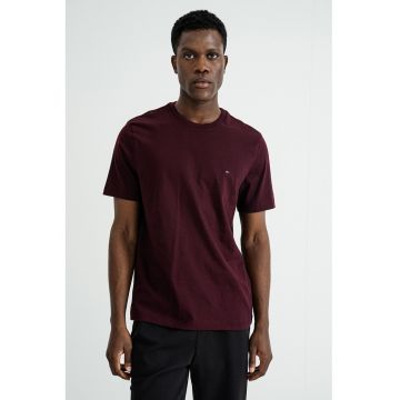 Tricou din bumbac cu decolteu la baza gatului - Violet pruna