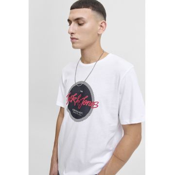 Tricou din bumbac cu imprimeu logo - Alb