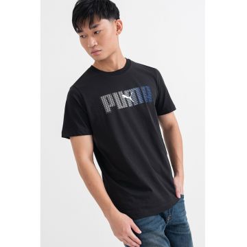 Tricou din bumbac cu imprimeu logo ESS - Alb/Negru