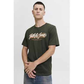 Tricou din bumbac cu imprimeu logo - Verde inchis