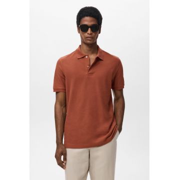 Tricou polo din bumbac - Caramiziu