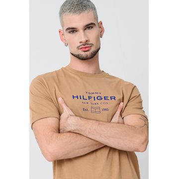 Tricou regular-fit cu imprimeu logo - Albastru royal/Caramel