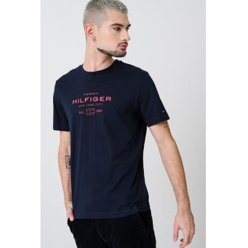 Tricou regular-fit cu imprimeu logo - Coral/Albastru ultramarin
