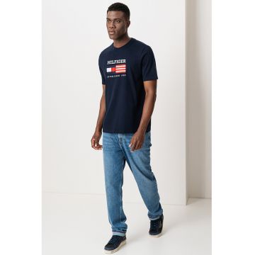 Tricou regular-fit cu imprimeu logo - Rosu/Bleumarin