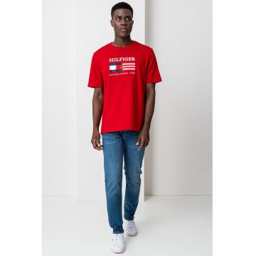 Tricou regular-fit cu imprimeu logo - Rosu/Negru stins/Alb optic