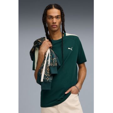 Tricou regular fit cu logo Terrain-Alpine - Verde englez/Crem