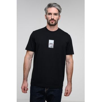 Tricou relaxed fit cu imprimeu logo - Negru