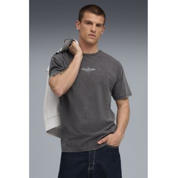 Tricou relaxed fit cu logo - Gri inchis