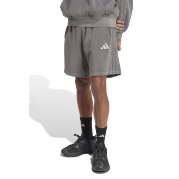 Bermude de bumbac cu logo - Gri deschis