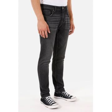 Blugi skinny cu aspect decolorat - Negru
