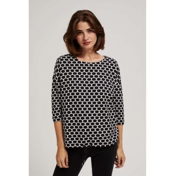 Bluza alba si bleumarin cu model geometric - Alb