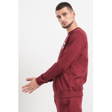 Bluza de trening cu decolteu la baza gatului si imprimeu logo Dem - Alb/Visiniu