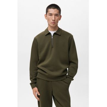 Bluza de trening cu fenta cu fermoar - Kaki inchis