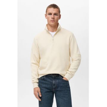 Bluza de trening cu fermoar scurt - Bej deschis