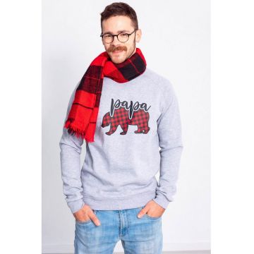 Bluza de trening cu imprimeu grafic si maneci raglan - Rosu/Gri deschis melange