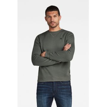 Bluza de trening din amestec de bumbac organic cu model uni - Verde inchis/Gri inchis