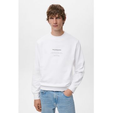 Bluza de trening din bumbac cu design text - Negru stins/Alb optic