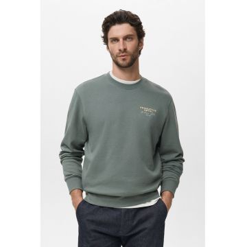 Bluza de trening din bumbac cu maneci cazute - Bej/Verde sparanghel