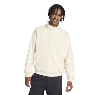 Bluza de trening din material teddy cu fermoar - Crem