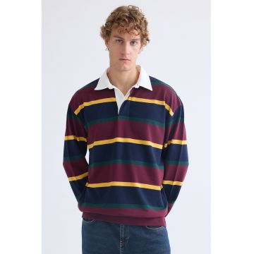 Bluza de trening polo cu dungi - Multicolor
