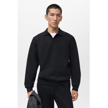 Bluza de trening polo cu model uni - Negru