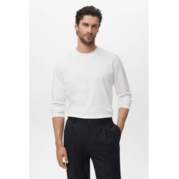 Bluza din bumbac cu model uni - Alb