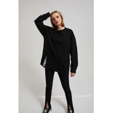 Bluza oversize cu inscriptie - Negru
