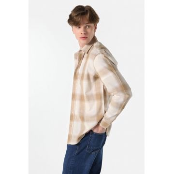 Camasa Cu Maneca Lunga De Barbati Bej Regular Fit2