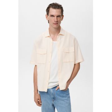 Camasa din amestec de lyocell cu buzunare pe piept - Piersica
